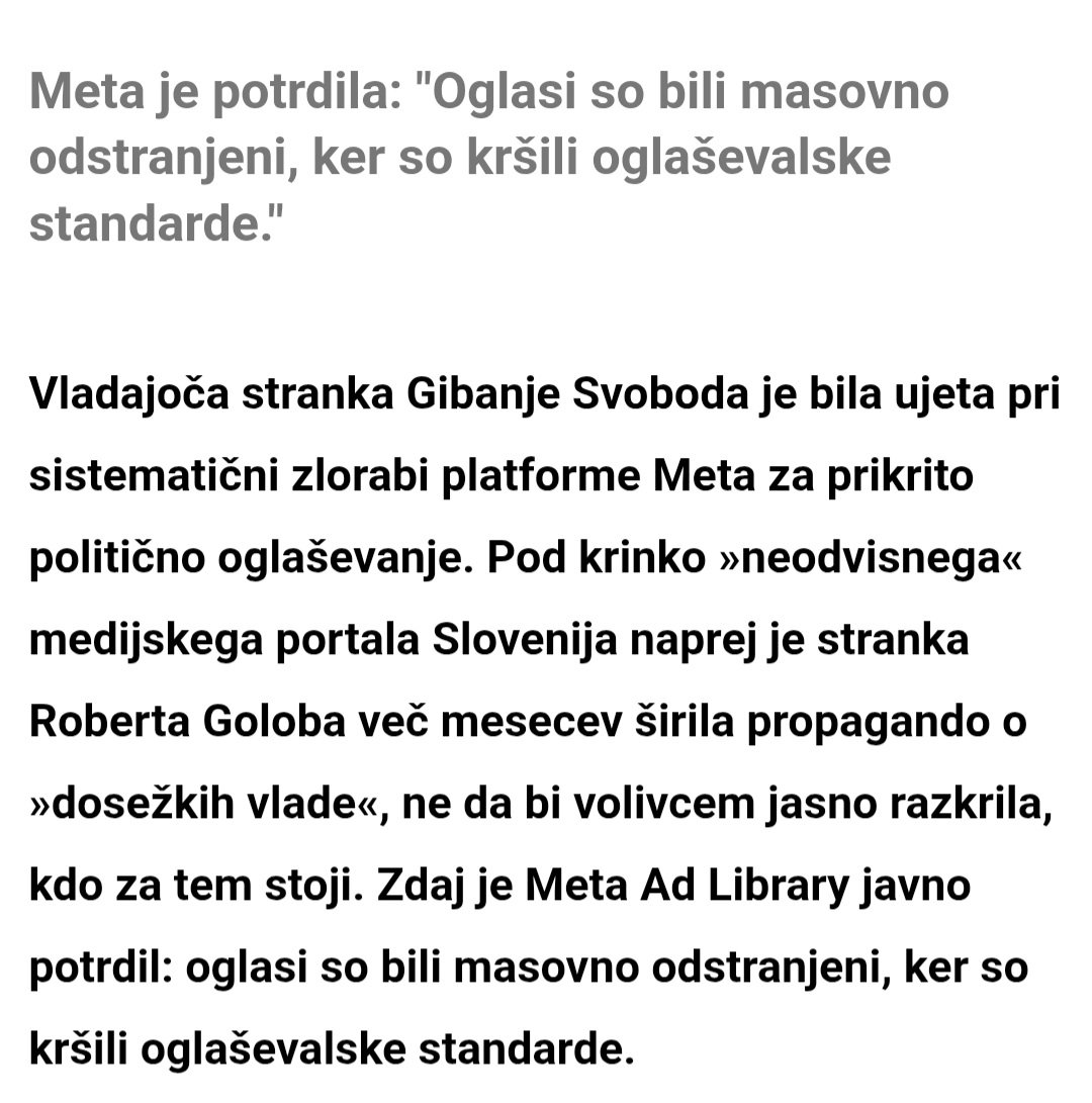 Nekaj dobrega od Meta, oglaševanje pernatih odstranjeno.