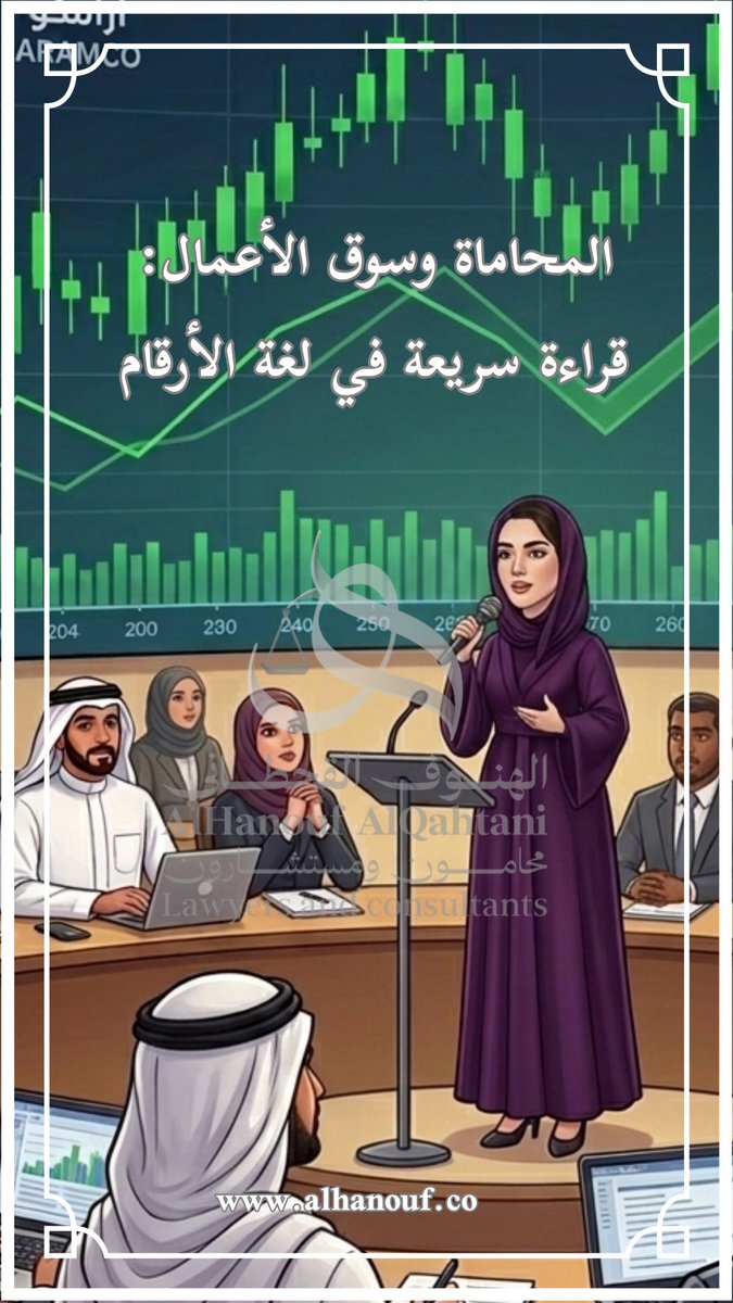 HQlawyer1's tweet photo. #المحاماة وسوق الأعمال: قراءة سريعة في لغة الأرقام 📊

رغم الأصوات التي تروج لـ "تخمة" في أعداد المحامين لتبرير عروض الرواتب الزهيدة التي لا تليق بمهني مرخص، إلا أن النظرة الفاحصة للواقع الاقتصادي في #المملكة تعكس صورة مغايرة تماماً، وتكشف عن فجوة هائلة بين العرض والطلب لم تُستغل بعد.

- الحقائق والمؤشرات (حسب إحصائيات 2025):
تجاوز عدد السجلات التجارية القائمة 1.7 مليون سجل بنهاية الربع الثاني من عام 2025؛ وبالمقابل لا يزال عدد المحامين المرخصين والممارسين دون حاجز الـ 30 ألف محامٍ ومحامية.

-تحليل الفرص والاستحقاق المهني:
بعملية حسابية بسيطة، نجد أن لكل محامٍ نصيباً وافراً من الكيانات التجارية التي تحتاج رعاية قانونية وهنا دوره للوصول لهذه الكيانات وإبراز نفسه، فكيف إذا أضفنا إلى ذلك التوسع النوعي في مجالات سيادية وحيوية، وعلى سبيل المثال لا الحصر: (المنازعات المصرفية، #الجمارك، #العقارات، والتمويل)، وصولاً إلى الأنظمة المستحدثة وتطبيقات #الذكاء_الاصطناعي ؟!

إن #الاستثمار في #الكوادر_الوطنية ليس "تفضلاً"، بل هو ضرورة استراتيجية لمواكبة التطور التشريعي. المحامي هو قيمة مضافة وضمانة لجودة الأعمال، وبخس استحقاقه المادي بحجة "كثرة الأعداد" يتنافى مع أصول الزمالة ومعطيات السوق الواقعية.

ختامًا، #السوق_السعودي لا يعاني من "تضخم"، بل يعيش مرحلة "نضج ونمو نوعي". الفرص واسعة، والرزق مقسوم، والتقدير المادي والمعنوي للمحامي هو انعكاس لتقدير المكتب لذاته ولمهنيته أمام عملائه.
استثمر في مهنيتك، فالسوق يتسع لكل متميز يقدر قيمة علمه وترخيصه. 💜✨

#المحاماة #الأنظمة_السعودية #القانون