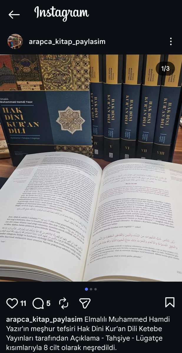 📚 Çekiliş 📚 Elmalılı Tefsiri 📚

Hamdi Yazır Tefsirini Hediye Ediyoruz:
◽️hesabı takip: <a href="/HzMektebi/">Hz. Âişe Mektebi</a>
◽️Retweet yeterlidir. 
⏰️ Bu Cumartesi akşama kadar açıklanacak.