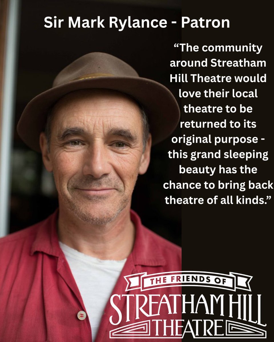 StreathamHillT's tweet photo. Thanks to Sir Mark Rylance for his support for #StreathamHillTheatre! #LoveYourLocalTheatre https://t.co/2OeQ5zxK5V
