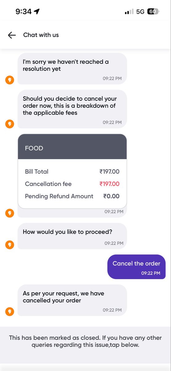 im_ankiit's tweet photo. Ordered on @Swiggy at 9:20 PM, realized the address was wrong and canceled it within 1 minute (9:21 PM). Still got charged the full amount as cancellation fee.  

That’s not reasonable. Either refund the amount or issue a coupon for the same value for my next order 
#swiggyscam https://t.co/PUMVIe485f