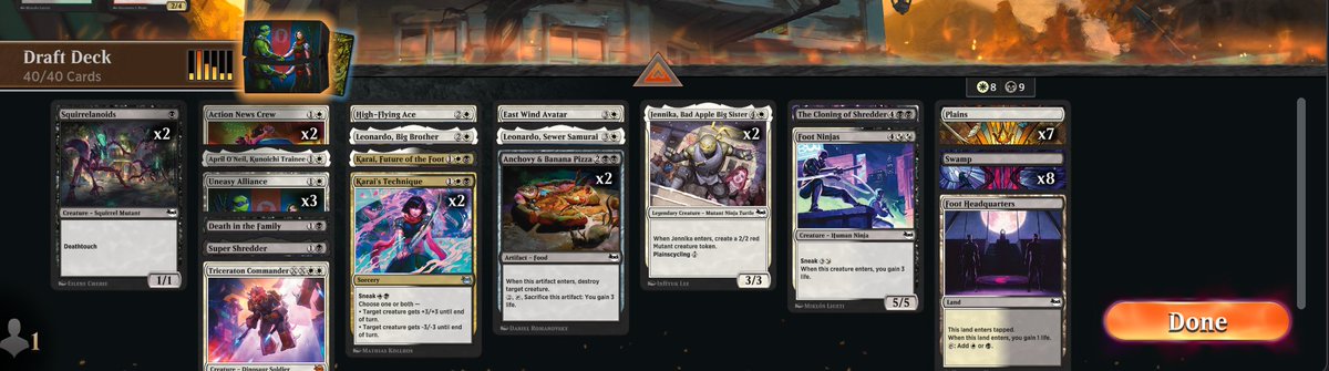 nitromob77's tweet photo. First TMT trophy 7-2. A nice B/W deck with cloning and Shredder being very good cards. https://t.co/jqlUmNj7B9