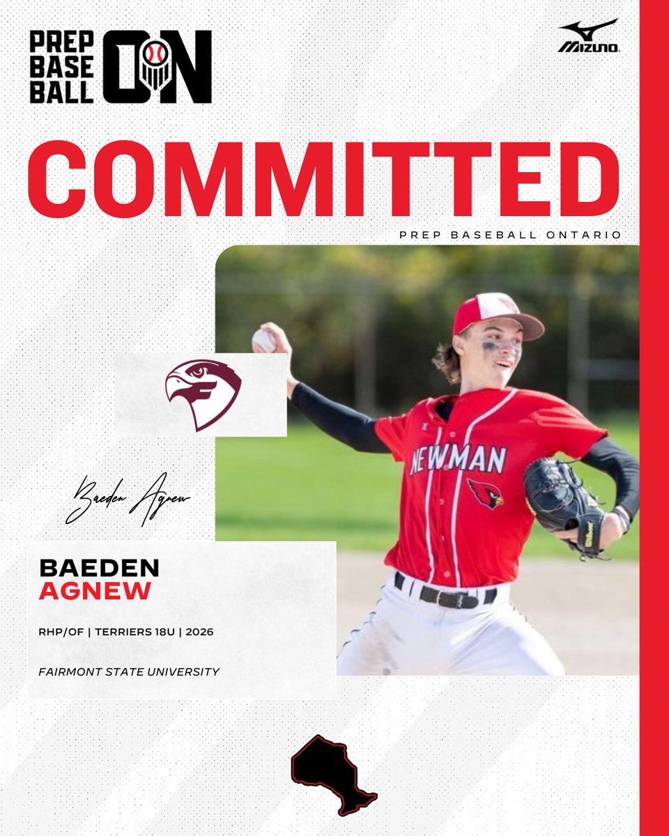 PrepBaseballON's tweet photo. 🚨 𝐂𝐎𝐌𝐌𝐈𝐓𝐌𝐄𝐍𝐓 𝐀𝐋𝐄𝐑𝐓 🚨

'26 RHP/OF Baeden Agnew (@TerrierTeams)  has announced his commitment to Fairmont State University.

#OffTheBoard🇨🇦|@Baeden50A https://t.co/fPTyvxDF1h