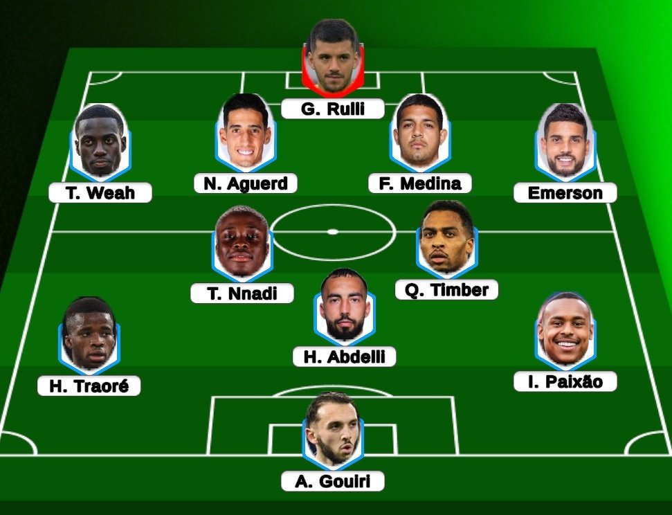 Le 11 des joueurs restants en juin avec un enorme point d'interrogation sur Rulli , Aguerd voir meme Paixao ... #TeamOM
