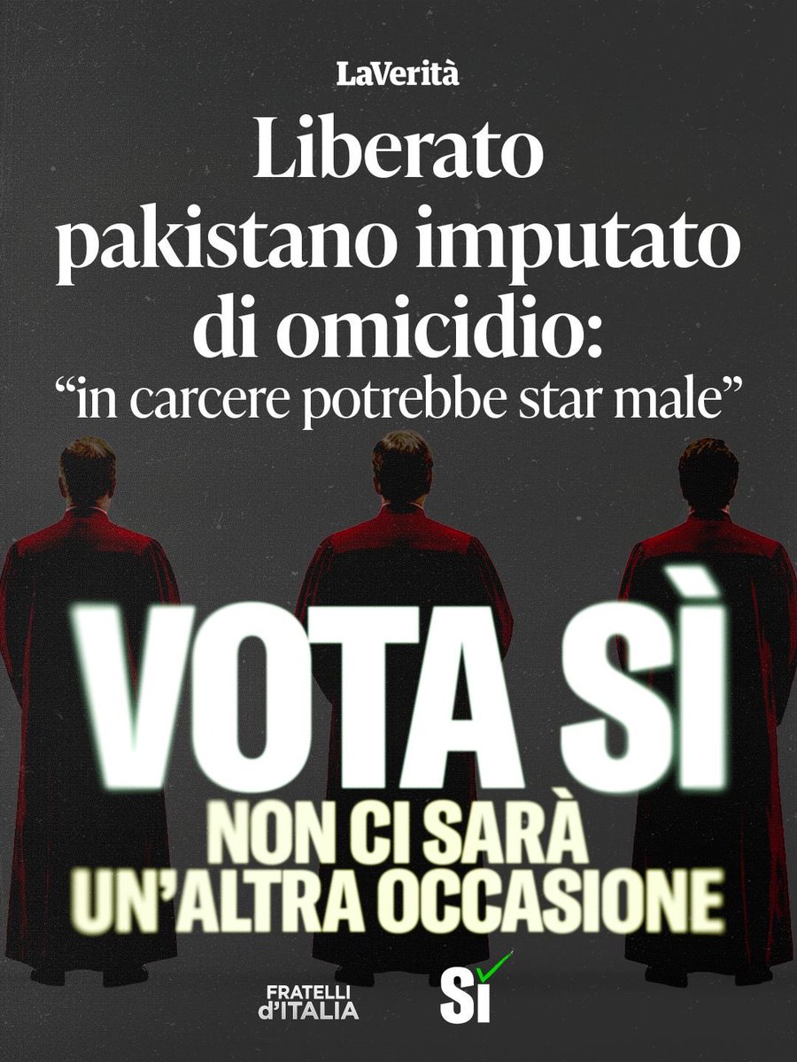 FratellidItalia's tweet image. È l’ennesima sentenza che lascia sconcertati e rimette in libertà un pakistano imputato di omicidio su cui pende un mandato di arresto europeo.

Lasciato libero di compiere altri reati per mano di una certa giustizia che, per mera ideologia, antepone l’interesse del criminale