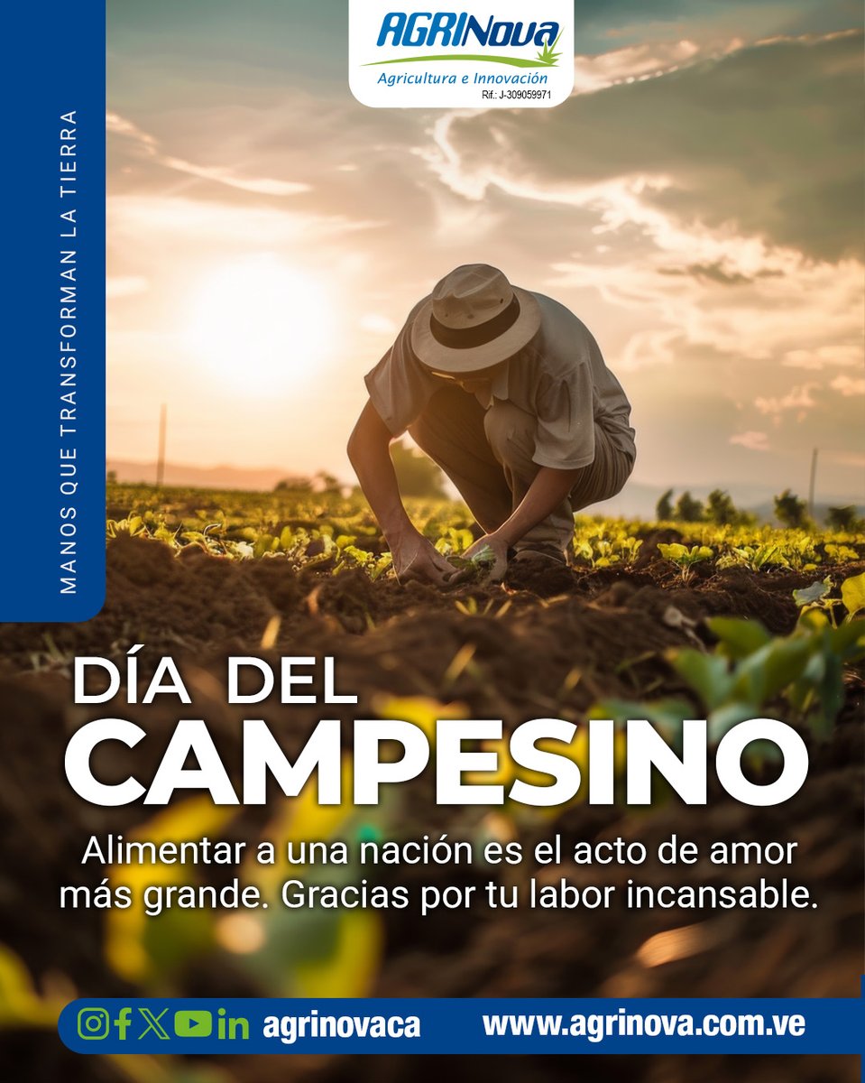 agrinova's tweet photo. Detrás de cada plato hay historias de esfuerzo, madrugadas y amor por la tierra. 🌾✨

Hoy celebramos a quienes transforman semillas en esperanza. En AGRINOVA nos enorgullece ser sus aliados con innovación y tecnología.

¡Feliz #DíaDelCampesino! 🚀🍃 #OrgulloDelCampo https://t.co/LIcUAzARO6