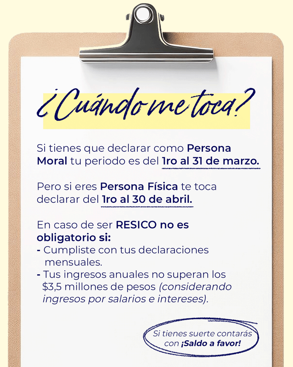 ContabilidadDig's tweet photo. Llegó la temporada de la Declaración Anual 2025 pero, ¿Sabes cuándo y cómo debes realizar la tuya? 🤔 https://t.co/ejrDJi3dsv