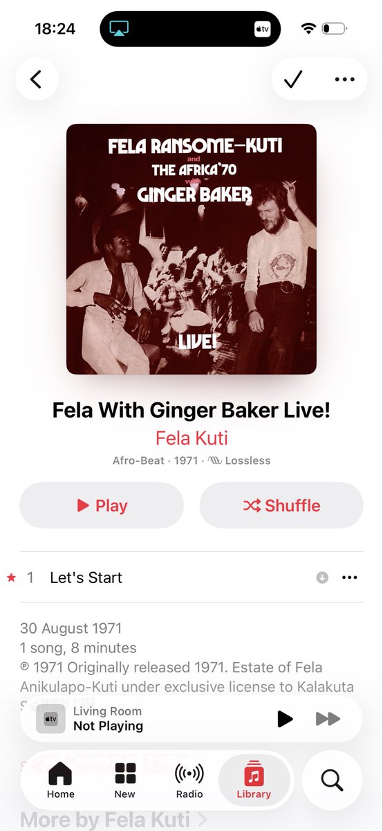 Mbiizozo's tweet image. After a while of not playing Let’s Start by Fela Kuti and The Africa ‘70 with Ginger Baker, I had the urge to play it after hearing it on an Apple ad this week.

Pure #GoodMusic, man. Had me standing up and dancing like I haven’t in a while. 

#LetsStart #FelawithGingerBakerLive