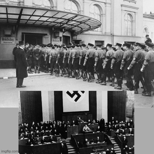 LiamOMaraIV's tweet image. In the first election since the #ReichstagFire, the #Nazi Party, on #ThisDayInHistory in 1933, took 43.9% of the vote, thanks in part to financial assistance from the conservative élite. This win allowed them to pass the #EnablingAct, turning Germany into a #fascist dictatorship.