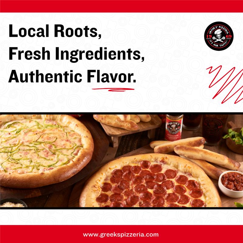 Real food for real people. 🤝 No shortcuts. Just a table full of the best flavors in town.❤️🍕

#localroots #authenticeats #greekspizzeria #bestpizza