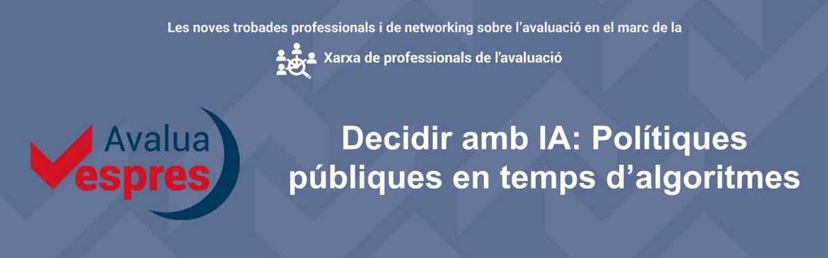 Ivalua_Cat's tweet photo. #IvàluaActivitats
Comença l'#AvaluaVespres, trobada de #XarxaProfessionalsAvaluació d'Ivàlua amb la col·laboració de @BSC_CNS:
▶️Decidir amb IA: Polítiques públiques en temps d'algoritmes
✅Consulta el programa a: https://t.co/9HQsRzHQga
🕕Segueix-lo aquí a partir de les 17.30h! https://t.co/nwDmGKTU3l