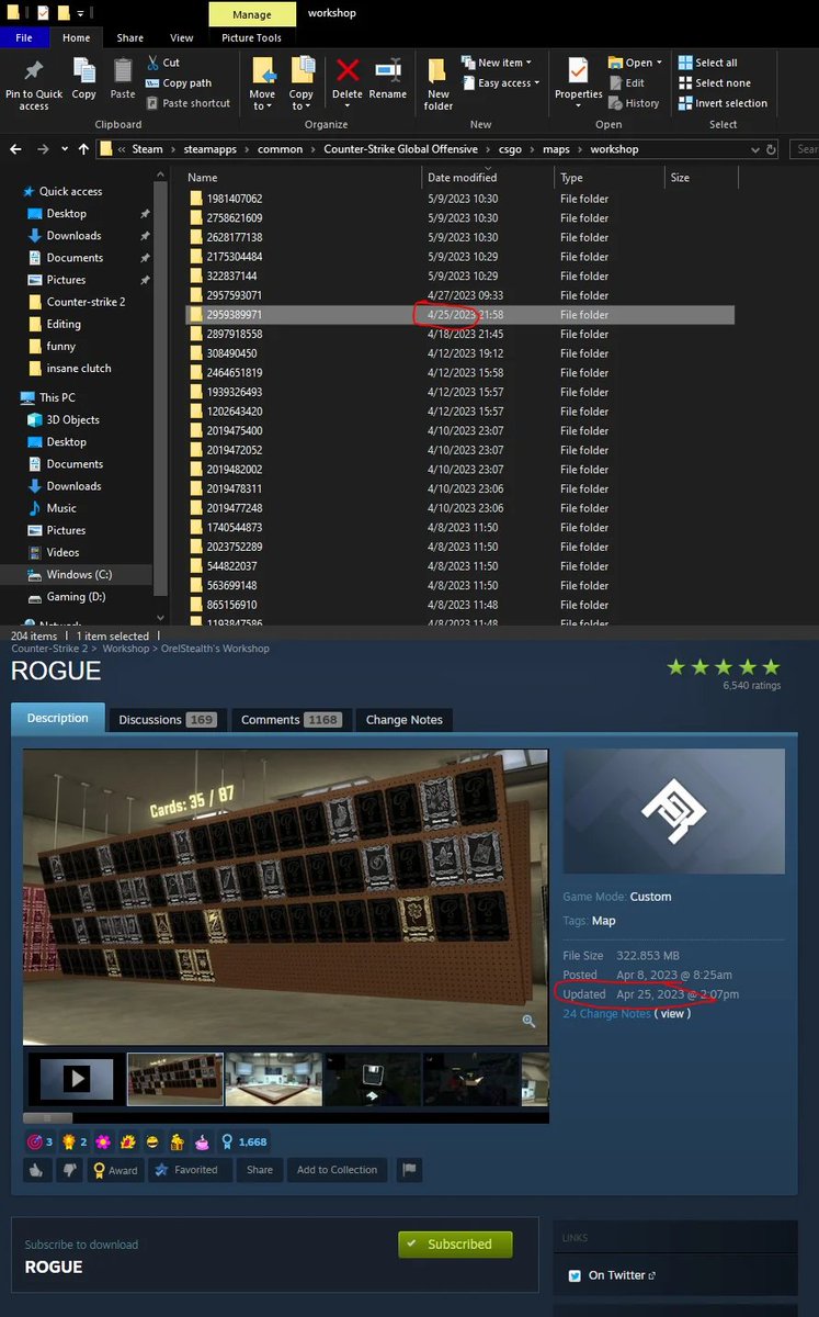 MrBoringCom's tweet photo. You can still play custom workshop on the standalone csgo, go to Counter-Strike Global Offensive\csgo\maps\workshop, find the the updated csgo workshop map and drag it to csgo legacy, same directory (create workshop folder if it's not there) and then launch it through console https://t.co/IXyMGojjsu