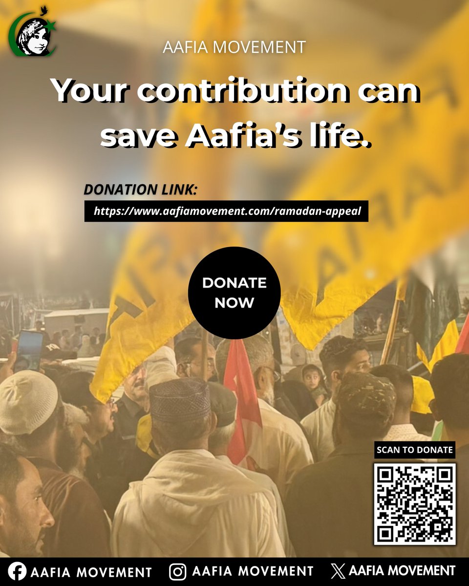 Aafiamovement's tweet image. Your support can make a difference.

Stand for justice and help raise awareness for Aafia.
Donate now: aafiamovement.com/ramadan-appeal

#AafiaMovement #StandForJustice