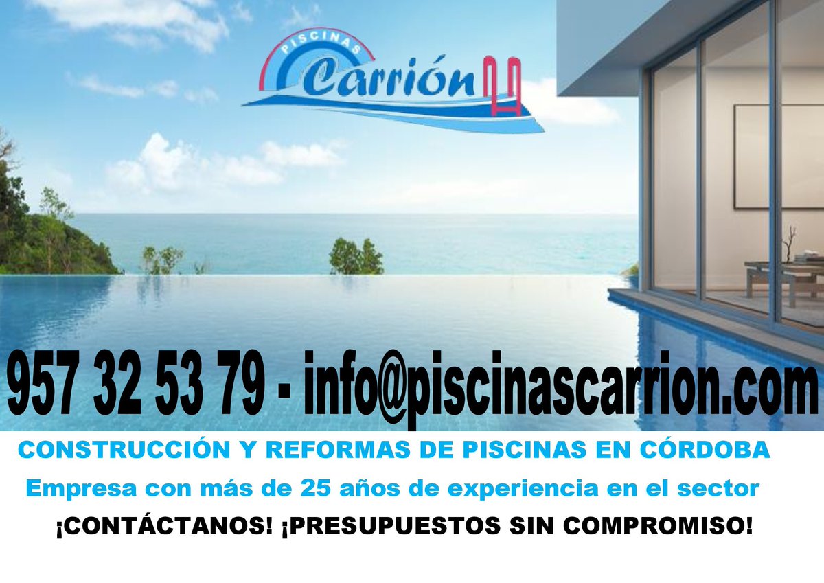 PISCINASCARRION's tweet photo. Construcción y reformas de piscinas en Córdoba.

¡Contáctanos! ¡Presupuestos sin compromiso!

Telf.: 957 32 53 79

Mail.: info@piscinascarrion.com https://t.co/gcCcTFrKzS