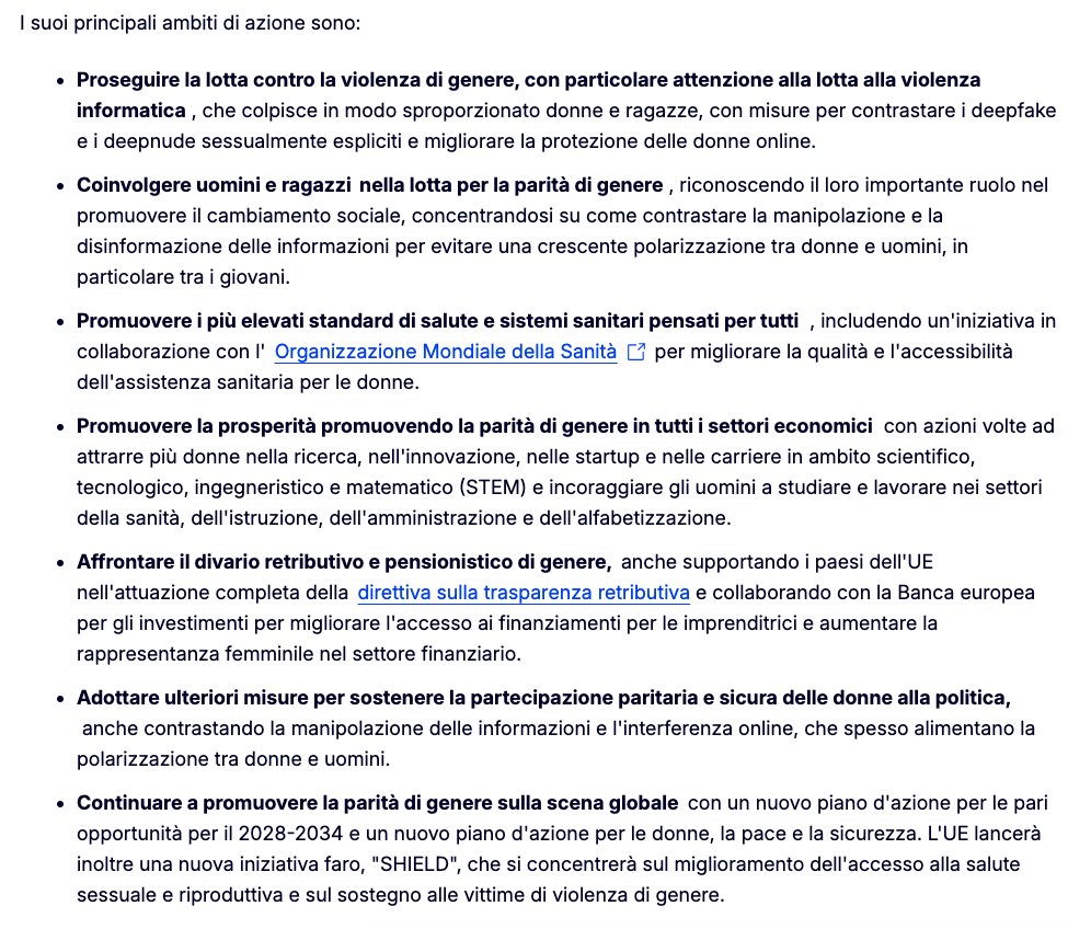 La Commissione europea ha presentato oggi la  Strategia UE per la #paritàdigenere 2026-2030, la quale si pone l'obiettivo di trasformare gli obiettivi della  #Roadmap per i diritti delle donne del 7 marzo 2025 in azioni concrete > commission.europa.eu/strategy-and-p…