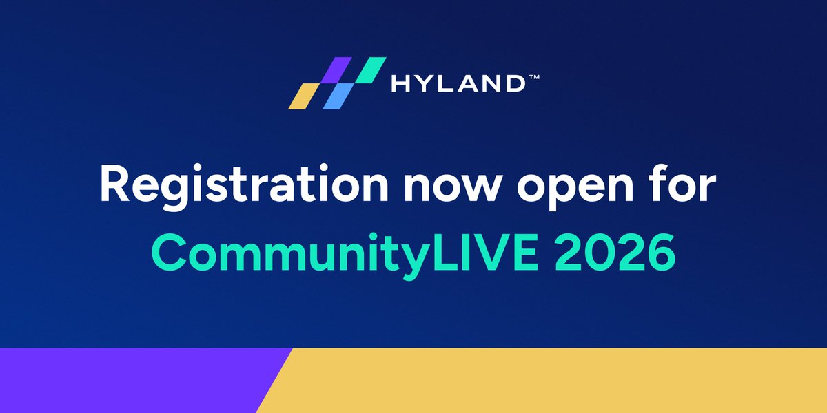 Hyland's tweet image. Your breakthrough starts here!✨ Join Hyland at #CommunityLIVE 2026, May 30–June 2. Register now! bit.ly/4rLdoJw 🚀 #ContentInnovationCloud #TechCommunity #DigitalTransformation