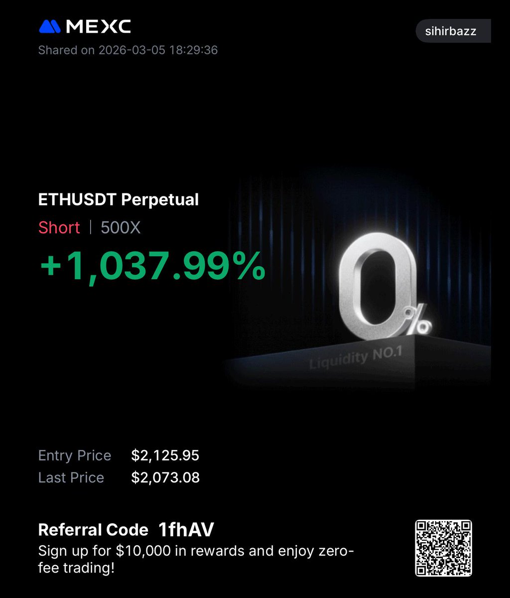 Dün canlı yayında 10 scalp işlem aldık 
9 tanesi karlı kapandı 1i devam ediyor 😎😎🪄🎩💸
Paranın altında kalmak için telegram grubumuza katılmanız yeterli 👇👇👇
t.me/vadelisihirbaz…

Bu gönderiyi RT beğeni yorum yapan 4 arkadaşimiza çekilişle hediye gönderelim 🪄💸💸💸
(Not