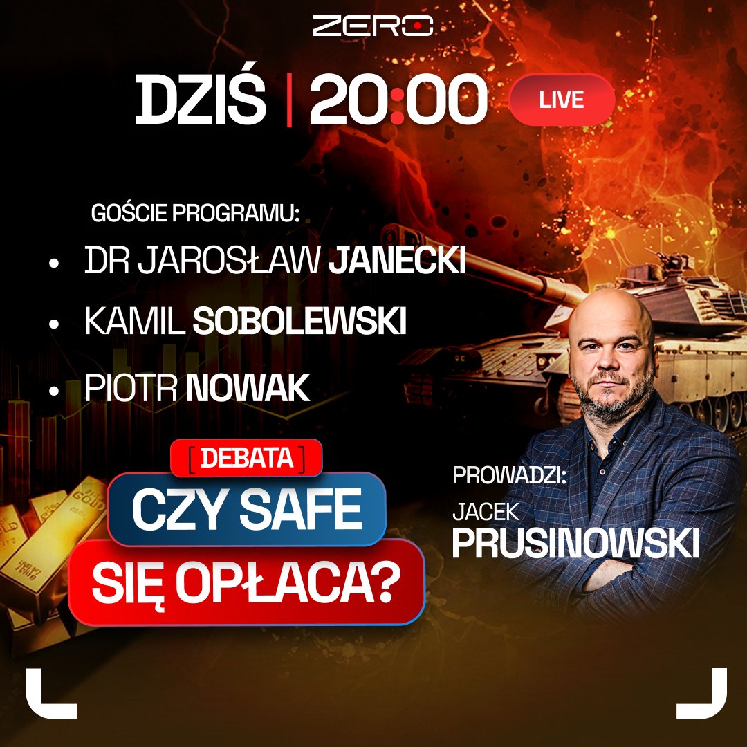 Debata - dziś o 20:00 LIVE 🔴

Czy program SAFE naprawdę się opłaca? Jakie mogą być jego skutki dla gospodarki, finansów państwa i rynku? O tym porozmawiamy w dzisiejszej debacie z udziałem ekonomistów. 

🗣️ Prowadzi: <a href="/jprusinowski/">Jacek Prusinowski</a> 

Goście:
- dr Jarosław Janecki - Przewodniczący