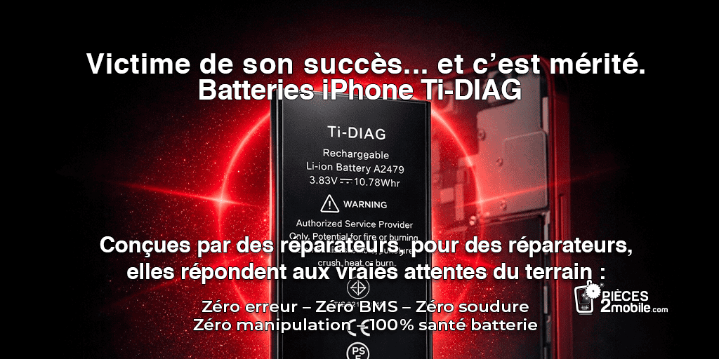 pieces2mobile's tweet photo. Batterie iPhone Ti-DIAG – Pieces2Mobile
Puce TI d’origine, zéro message d’erreur, installation simple.
Adoptée par réparateurs et reconditionneurs.
Compatible iOS 26 et versions antérieures.
https://t.co/nFyCI5KvsG https://t.co/Gaj9N9Sdgc