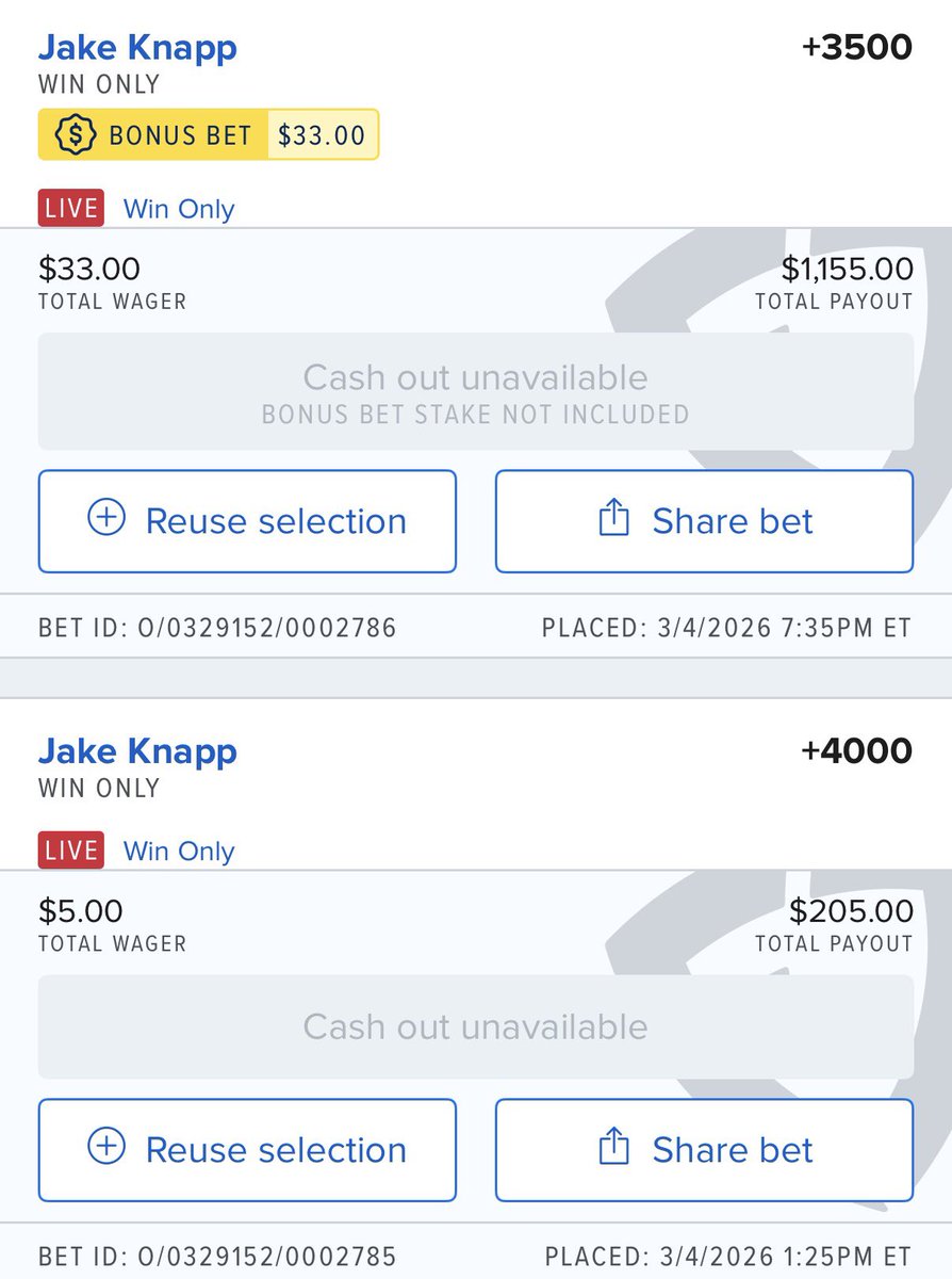 ceeingdouble21's tweet photo. @FanDuel_Support will I be refunded my bonus bet for Jake Knapp for his WD? And any other bets I have https://t.co/TxoGO68n7x
