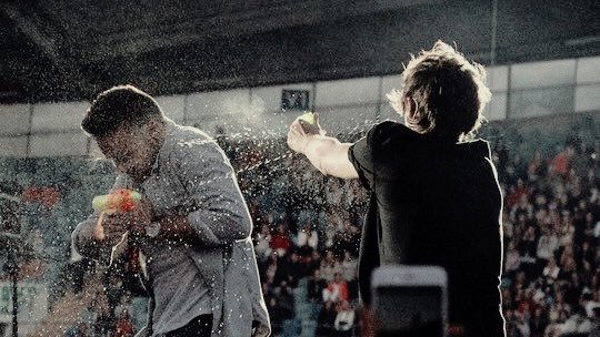 "Kids with water guns, watch them run"