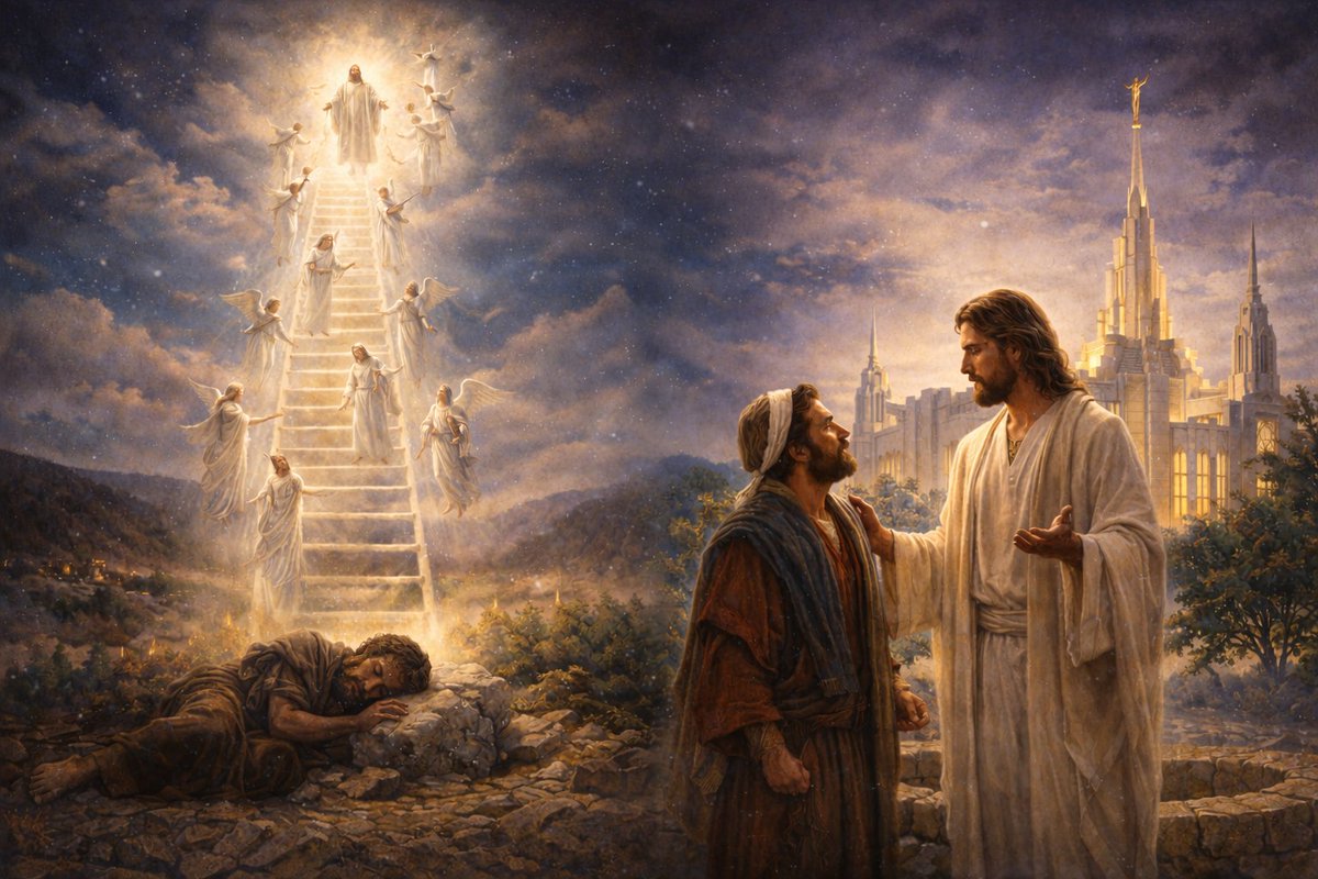 “Darkness be over me, my rest a stone.” This heart-rending line from the popular hymn “Nearer, My God, to Thee” echoes the circumstances behind one of the most striking visions in the Old Testament. Jacob lies down in the wilderness with a stone for his pillow, alone, uncertain