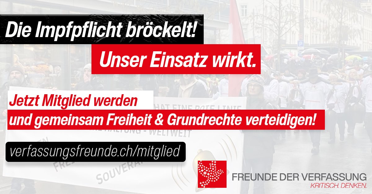 💥 Unser Einsatz wirkt.

Erinnert ihr euch noch an die Demo gegen den Impfzwang in St. Gallen?

Heute zeigt sich: Der Druck aus der Bevölkerung kommt in der Politik an.

In der Vernehmlassung zum neuen Gesundheitsgesetz im Kanton St. Gallen fordern mehrere Parteien, die Grundlage