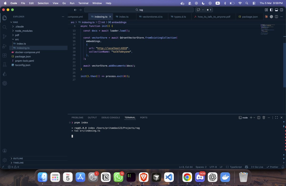 pritam121f's tweet photo. Today I built my first RAG pipeline from scratch! 🚀

Kept it local using Node.js, LangChain, and Ollama. 

Once you understand what a Vector Database actually does, the whole concept of Retrieval-Augmented Generation just falls perfectly into place. 

#RAG #AI #SoftwareDev https://t.co/l9ae12N5dG