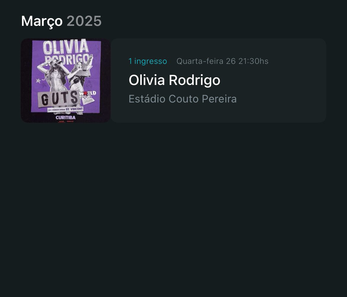 esse mês pode ser março, mas nunca mais será 26 de março de 2025. que saudades da minha olivia rodrigo no brasil. ❤️