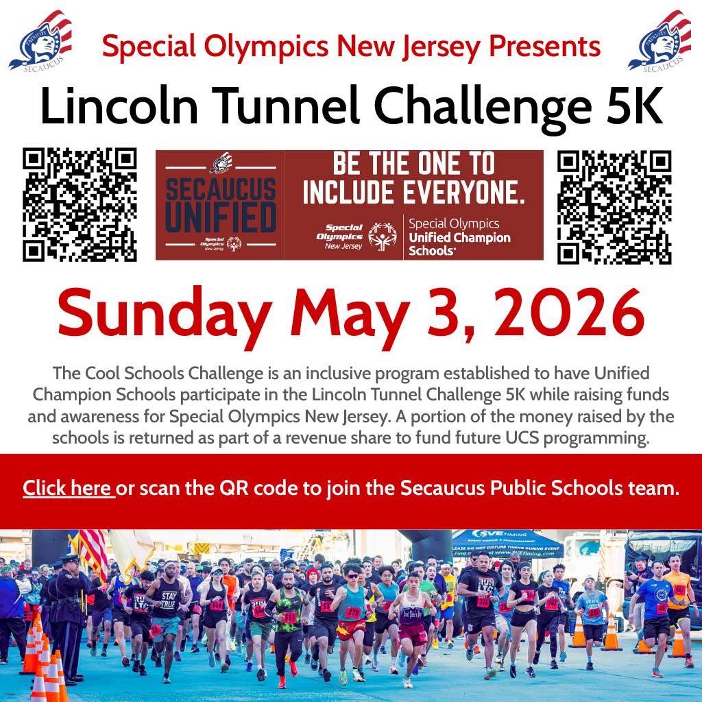 Secaucus_MS's tweet photo. Join the Secaucus Public Schools team for the Lincoln Tunnel Challenge 5K! https://t.co/mEW2RjEwgW https://t.co/wYjgr1VPeI