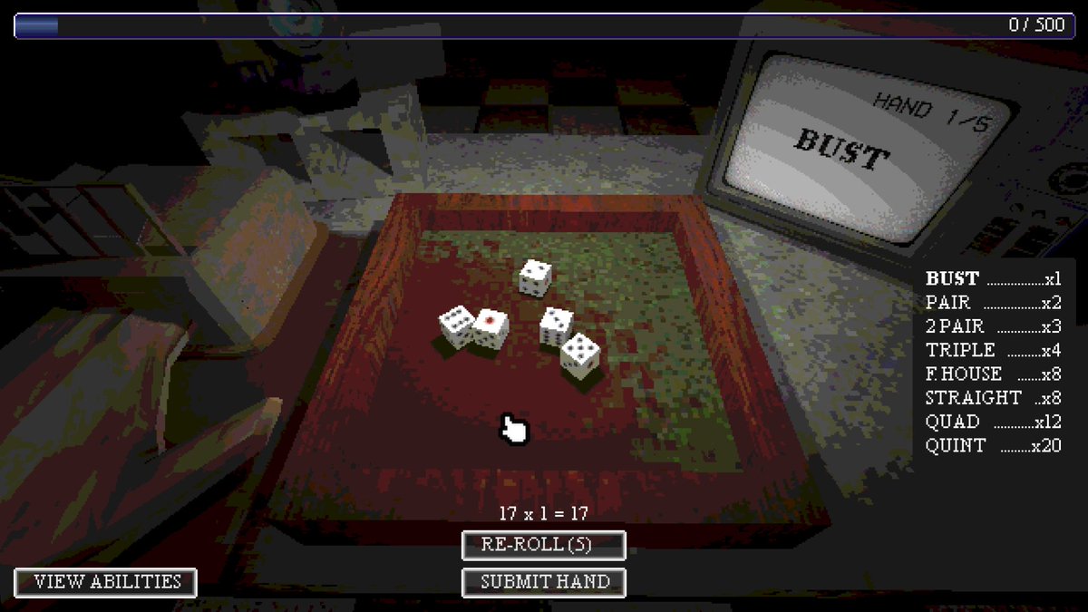 Added damage states to Die Severed! As you lose fingers, the table gets bloodier and bloodier and your vision narrows

#indiegame