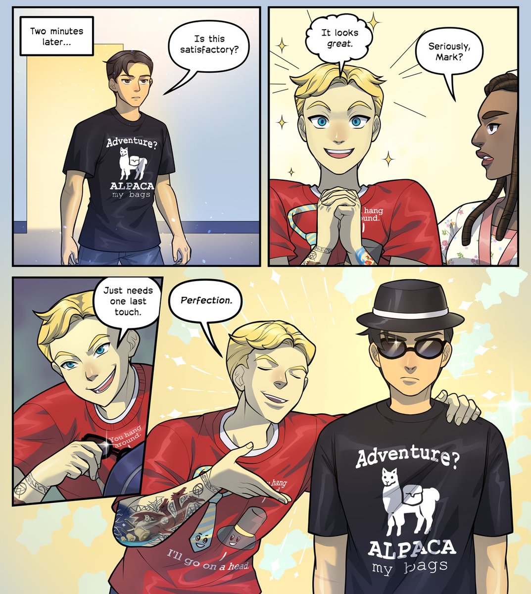 JemmaMYoung's tweet photo. One of my favorite things to happen in Temerity thus far.  
Campaign to get issue #4 printed is now live on Backerkit! We're almost to our funding goal! :D
#temeritycomic #taeru #puntshirt #adventure #comic #indiecomic #backerkit

https://t.co/GEeEgtaiw2 https://t.co/nGMMop0wBe