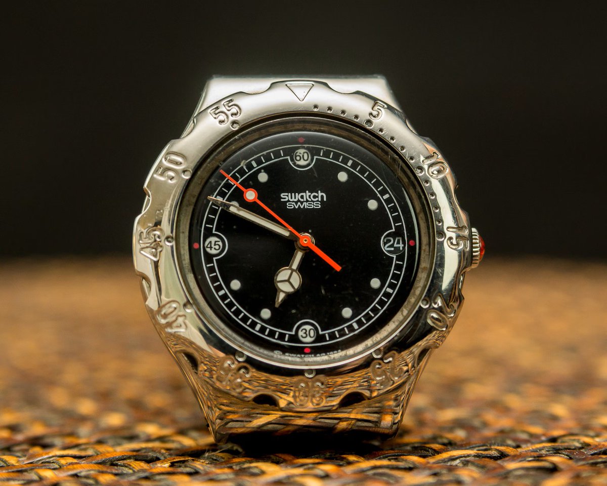 AlexanderF3266's tweet photo. Vintage Swatch Watch: Black & White Dial, Rotating Bezel https://t.co/1j2IPc53si 

Vintage watch "Swatch" in good working condition.

This watch is powered by a new battery, which ensures continuous operation for 6 months (comes with the watch).

Made in the 1990s.

Good visual condition (has signs of time) - seen on photos.

Specifications:
- calendar
- rotating bezel
- shockproof
- stainless steel
- measures 3.5 cm case in diameter,
- water resistance (not guaranteed)
- Comes with a new leather strap.

-The watch will be carefully packed and shipped within 3 days after payment is received. Ships via Registered Air Mail.

#watches #vintagewatches #mechanicalwatches