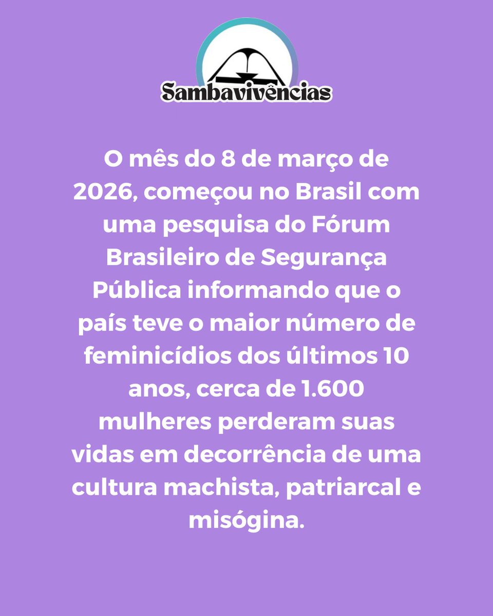sambavivencias's tweet photo. Nesse mês de março, o papo de sambista, e da sociedade brasileira como um todo, deve, deveria ser e é a luta pelo fim das violências contras as mulheres + https://t.co/twoMrDpOHa