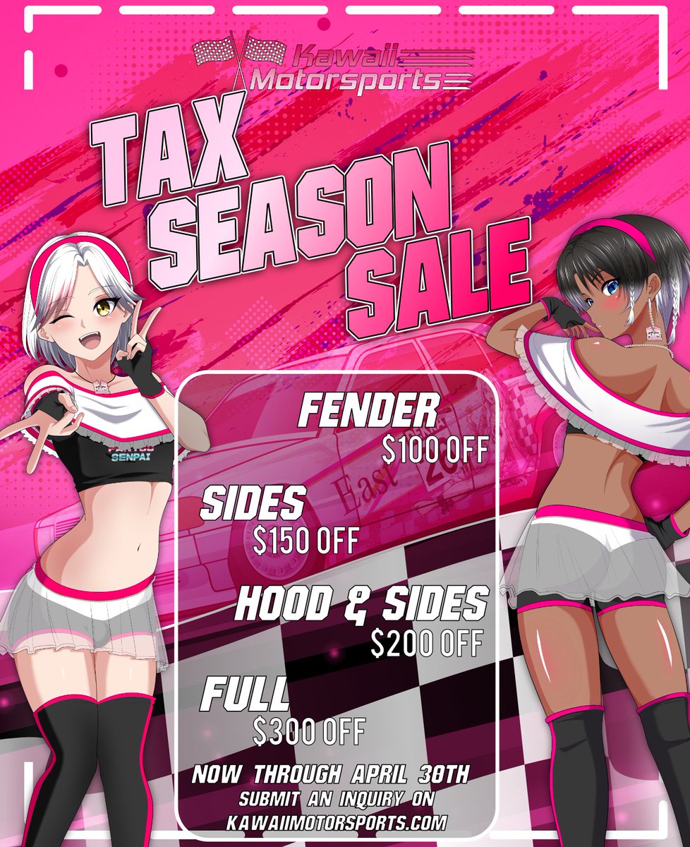 KMS_Designs's tweet photo. That time of year again when you might have a little extra money to get that itasha you've been wanting actually done... well here's a little incentive!

The Annual KMS Tax Season Sale
Ongoing through the end of next month https://t.co/pXlPVoi8xj