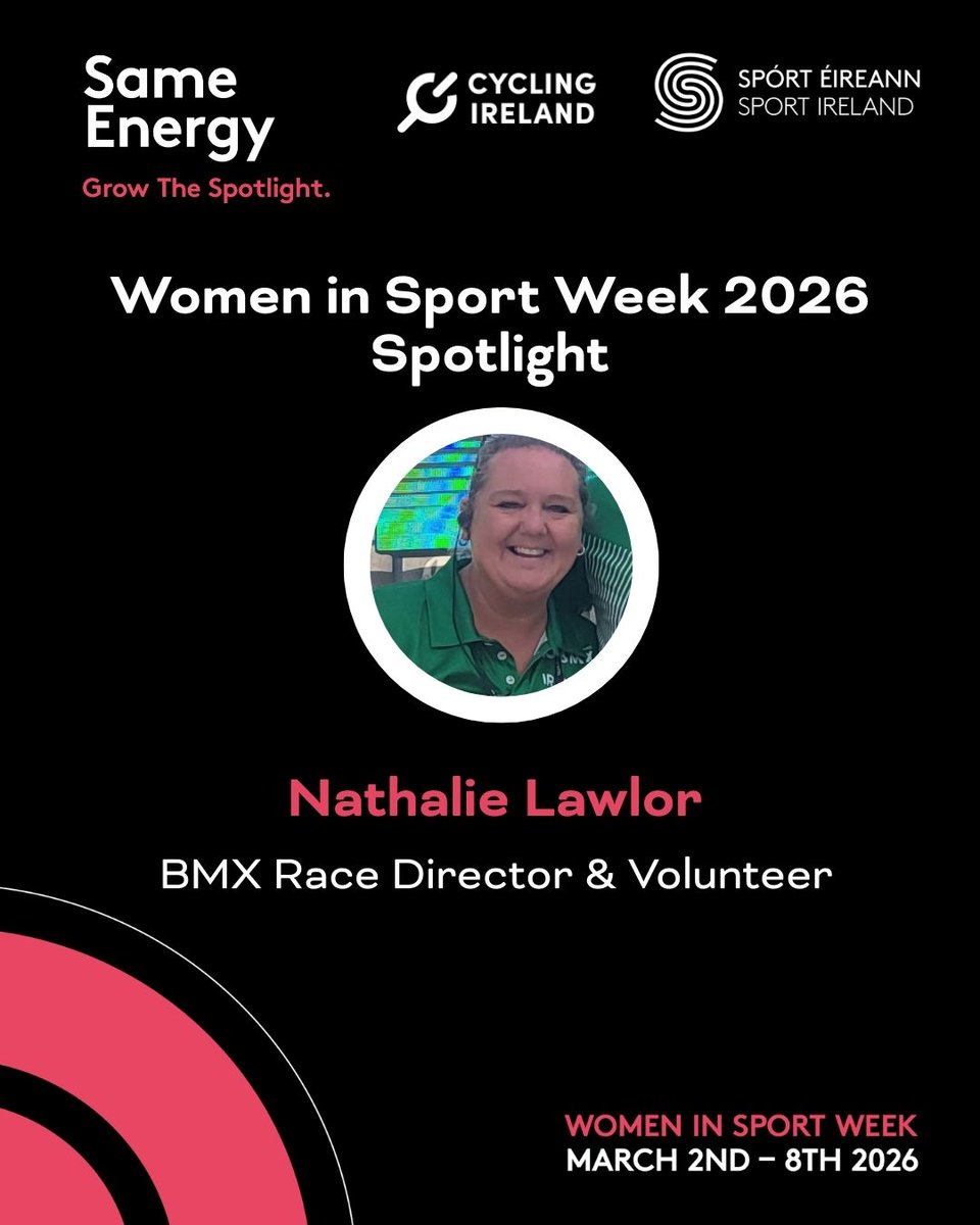 CyclingIreland's tweet image. We're shining a spotlight on Nathalie Lawlor this Women in Sport Week, BMX Race Director and Volunteer 🔦

#SameEnergy #WomenInSportIRE #WISWeek2026