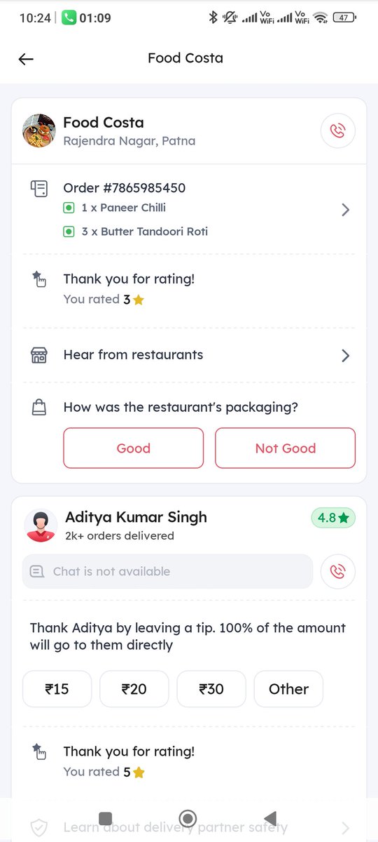 activistshashi's tweet photo. @zomato ka froud chal raha hai
Mai order panir chilli kiya hu jiska order id7865985440 aur mujhe non veg biryani recived hua hai
Aur uski responsibility lene ko koi taiyar nahi hai
@jagograhakjago @MOFPI_GOI https://t.co/AM2vvEf5EF