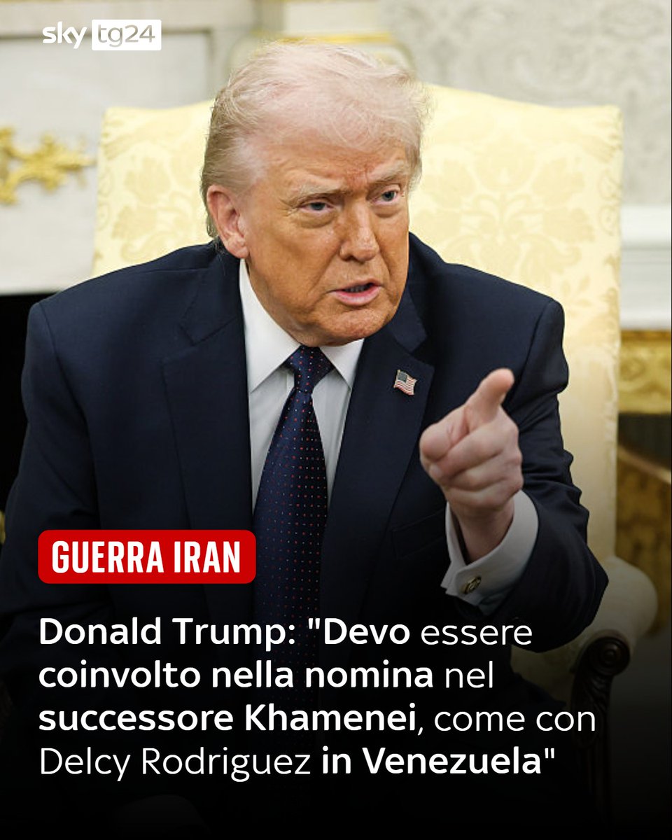 SkyTG24's tweet photo. "Stanno sprecando tempo. Il figlio di Khamenei è un peso piuma. Devo essere coinvolto nella nomina, come con Delcy Rodriguez in Venezuela". Lo ha dichiarato il presidente americano, Donald Trump, parlando ad Axios. Il capo della Casa Bianca ha affermato di rifiutare un nuovo leader iraniano che prosegua le politiche di Khamenei. "Il figlio di Khamenei è inaccettabile per me. Vogliamo qualcuno che porti armonia e pace in Iran", ha spiegato.
🔴 Tutti gli aggiornamenti nel liveblog ➡️ https://t.co/xt1wWmJeFR