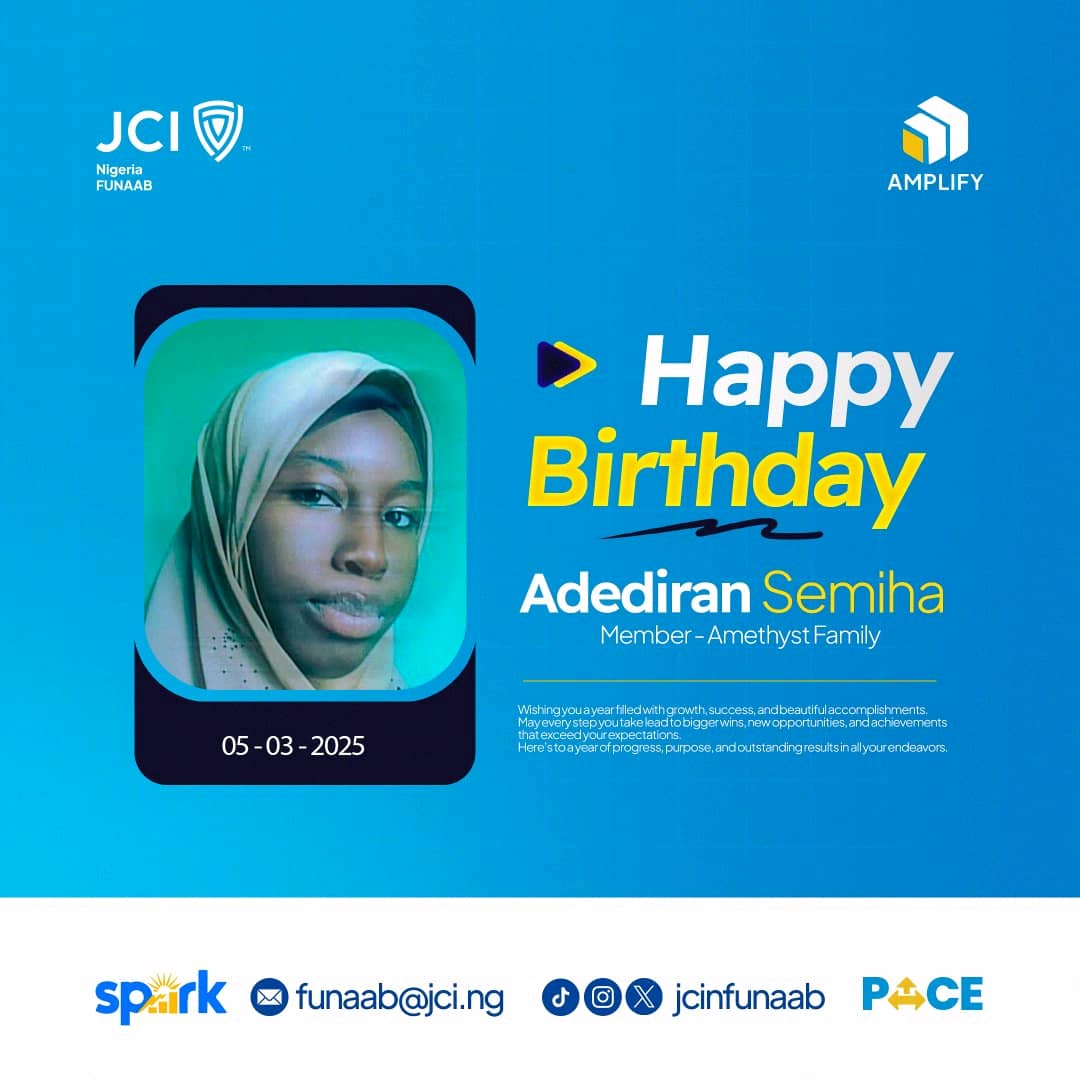 Happy birthday!

On this special day, we pray that this new year brings you uncommon favor,genuine happiness, and success in everything you lay your hands on
Keep being strong, kind, and unapologetically you😘. 

You deserve the very best life has to offer.

#Birthday
#PACE
#JCI