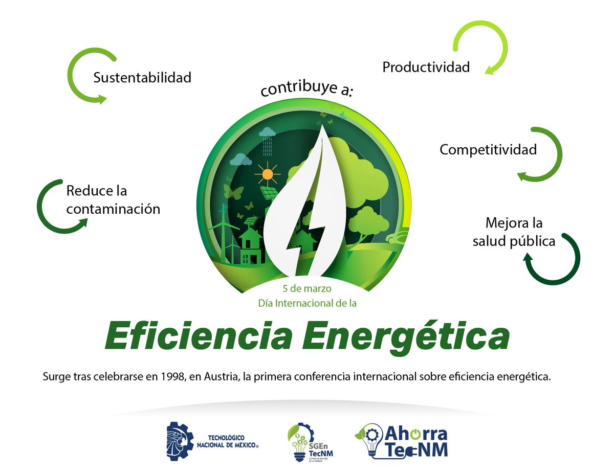 #AhorraTecNM
¿Sabías que la energía más limpia es la que no se consume? 💡🌍

Hoy celebramos el Día Internacional de la Eficiencia Energética, un recordatorio de que no se trata de usar menos energía, sino de usarla mejor.