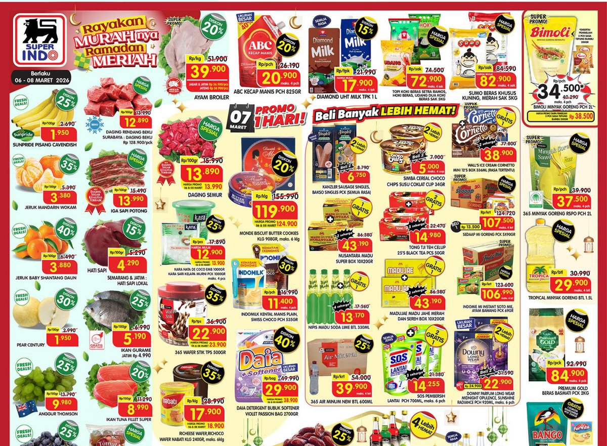 katalogpromosi's tweet image. Promo JSM Superindo Weekend ini
periode 06-08 Maret 2026

Mulai dari Jumat sampai Minggu, kamu bisa dapetin harga spesial untuk berbagai kebutuhan sehari-hari.

Cek daftar produk promonya 👉 katalogpromosi.com/promo-jsm-supe…
#PromoJSM #Superindo #PromoWeekend