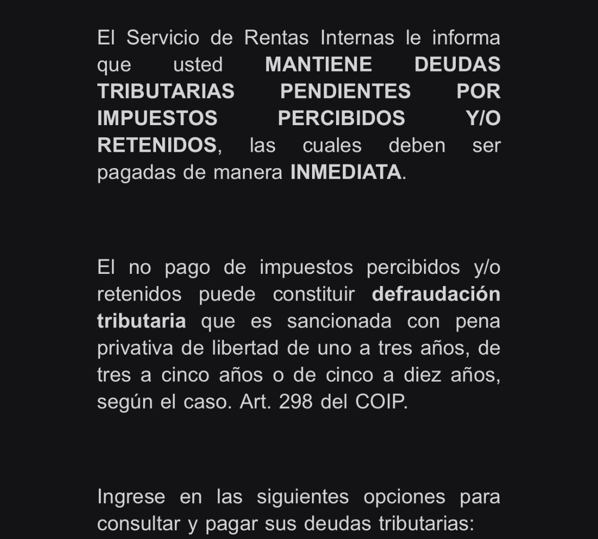 Les debo como $30 dólares, menos de una semana, y estos hptas me cobran amenazándome con pena privativa de libertad. Ah, pero para perdonarle los 90 millones a <a href="/DanielNoboaOk/">Daniel Noboa Azin</a> ahí sí van de una a lamerle los zapatos.