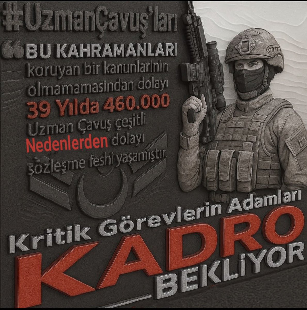ebrarhuriy21227's tweet photo. Uzman çavuşların geleceği belirsiz olamaz! Güvence, her fedakâra verilmesi gereken ilk haktır.

#BuAdaletMi #UzmanÇavuşlar #UzmanÇavuş @alitilkici38 @TEMUD_2024 https://t.co/mQDVBQxiqn