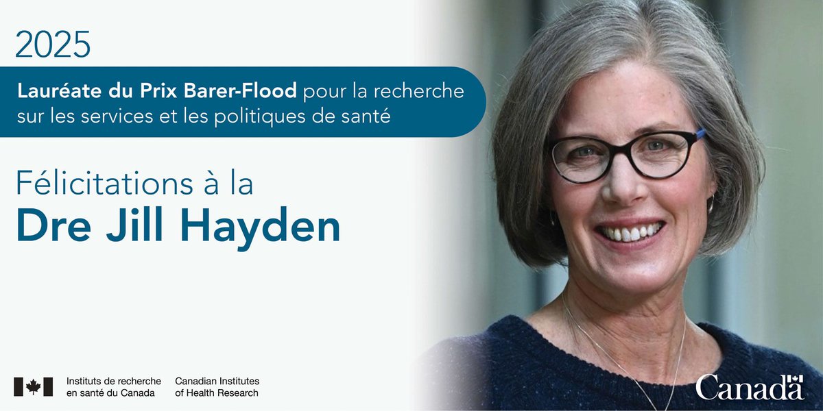 ihspr_isps_cihr's tweet image. Félicitations à la Dre @JillAHayden – lauréate du Prix Barer-Flood 2025 en #RSPS!

Ce prix vise à reconnaître et à favoriser l’excellence de scientifiques canadiens chevronnés dont les travaux s’inscrivent dans le mandat de l’#ISPS.

En savoir plus: buff.ly/AetJMii