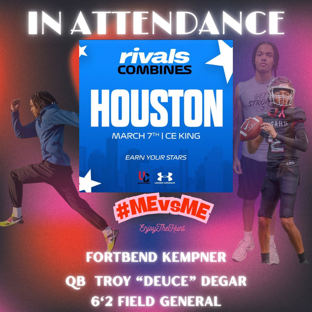 Deuce_DeGar's tweet photo. Blessed to compete @RivalsHS this weekend and pursue my dream of playing at the next level!!!
#MEvsME
@Coach_DeGar @Kempner_FB @KHS_Cougars @Strikeforce_Ath https://t.co/8xEq08MHq5