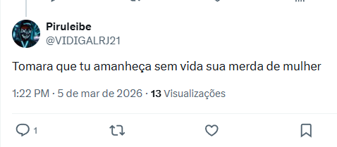 Basta fazer um vídeo criticando os dois parlamentares que menos trabalham nesse país (Lucas Pavachato e Nikolas do Master) que essa corja de fascistas começam a invadir minhas redes com ameaças.

Se enganam se acham que eu vou parar ou me calar!