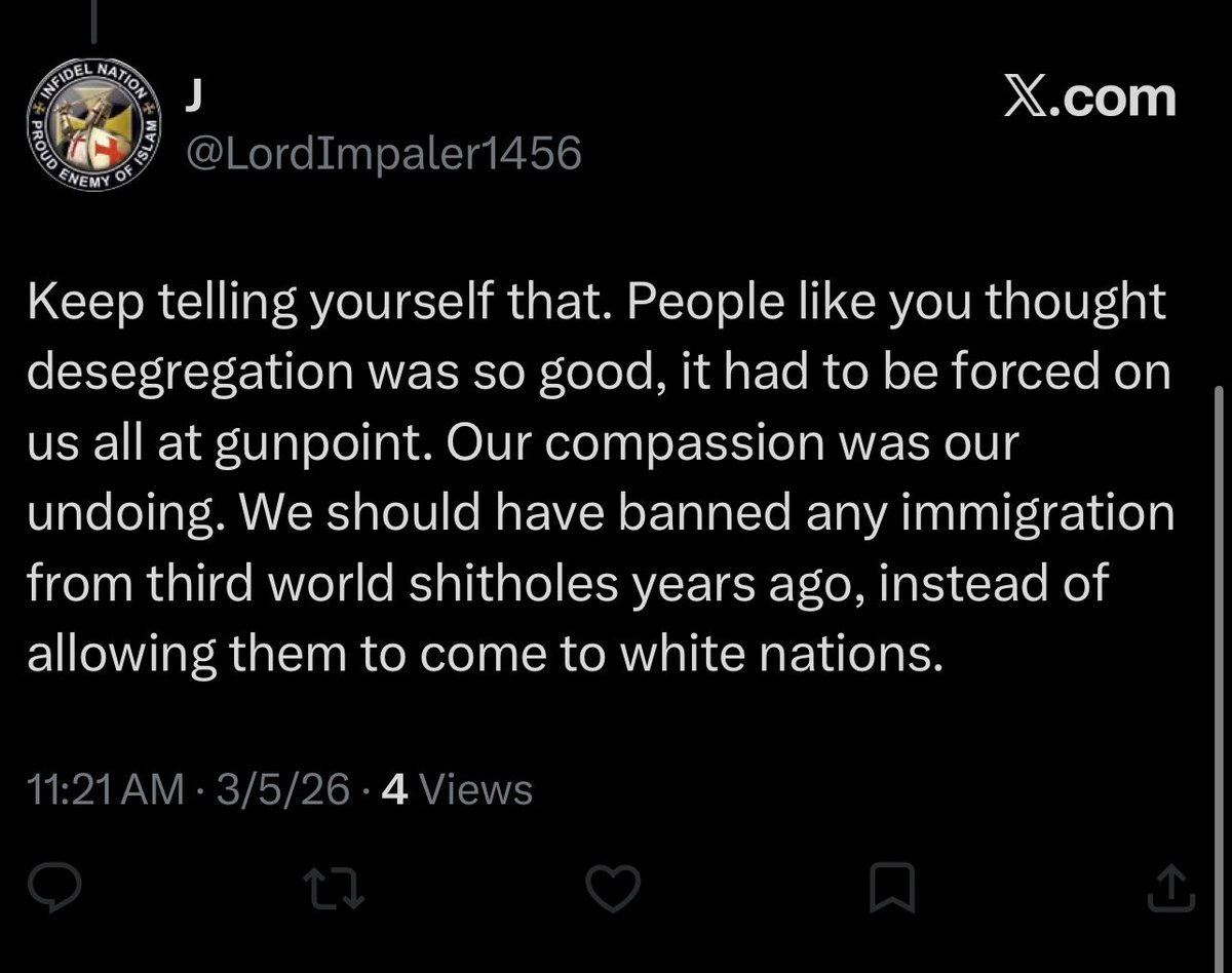 This is the Republican Party? This was on Braedon Sorbo’s post, insinuating all black/white relationships end in the white woman being beaten or killed. The amount of racism in this party is disgusting. Read your Bibles. Racist have no right to claim to be Christian.