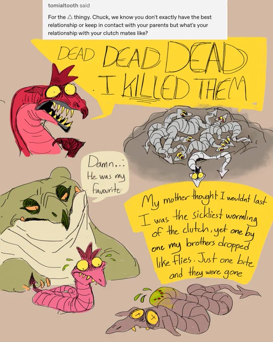 Sharing some asks for my dragons ive answered elsewhere over here. Chuck's dreadful family life (Part 1/?) 