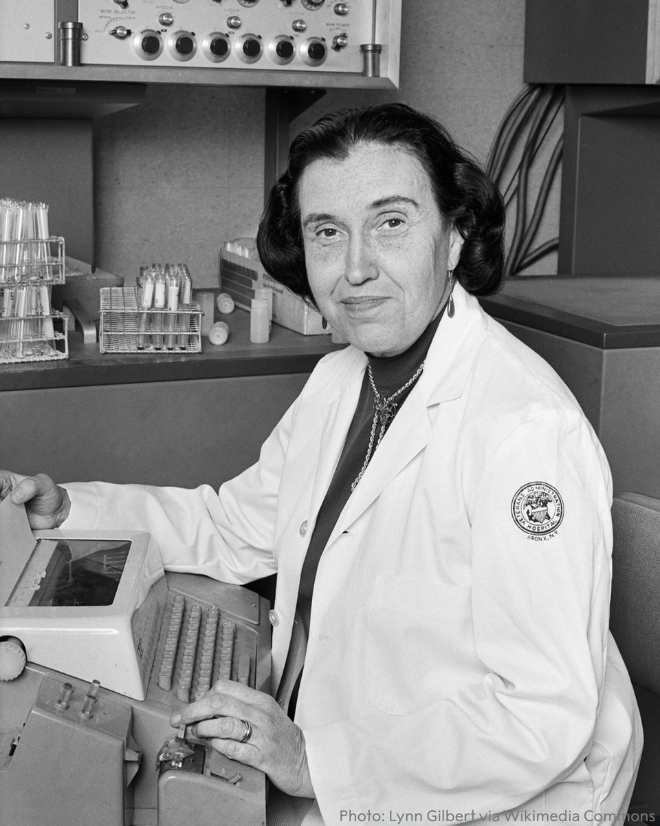 NobelPrize's tweet photo. Rosalyn Yalow was the second woman to win the Nobel Prize in Physiology or Medicine for pioneering a technique to measure concentrations of hormones and other substances, allowing many diseases and conditions to be diagnosed, treated, or tested. 

#InternationalWomensDay https://t.co/CFGZD5ksnB