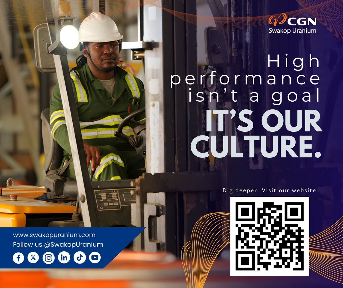 At #SwakopUranium, we don’t just aim for high performance ➡️ we live it every day. From the pit to the boardroom, our culture is built on commitment, innovation, and results. Visit our website to discover more: swakopuranium.com #TeamSU 👷🏻‍♀️👷🏻 #MoreThanMining 💙🧡 #HusabMine